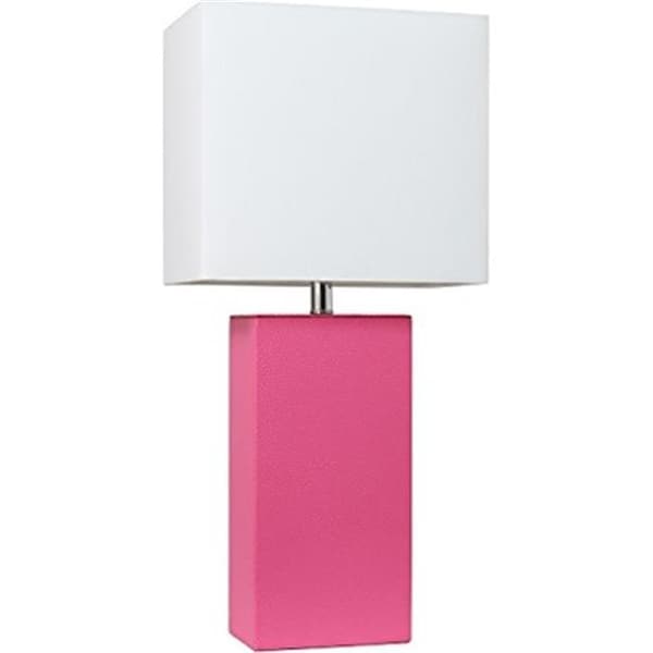 Feeltheglow Modern Leather Table Lamp - Hot Pink with White Fabric Shade FE1512187 - main